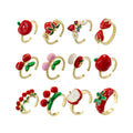Enamel Cherry Shape Rings Opening Size Strawberry Rings Enamel Apple  DIY Gifts for her