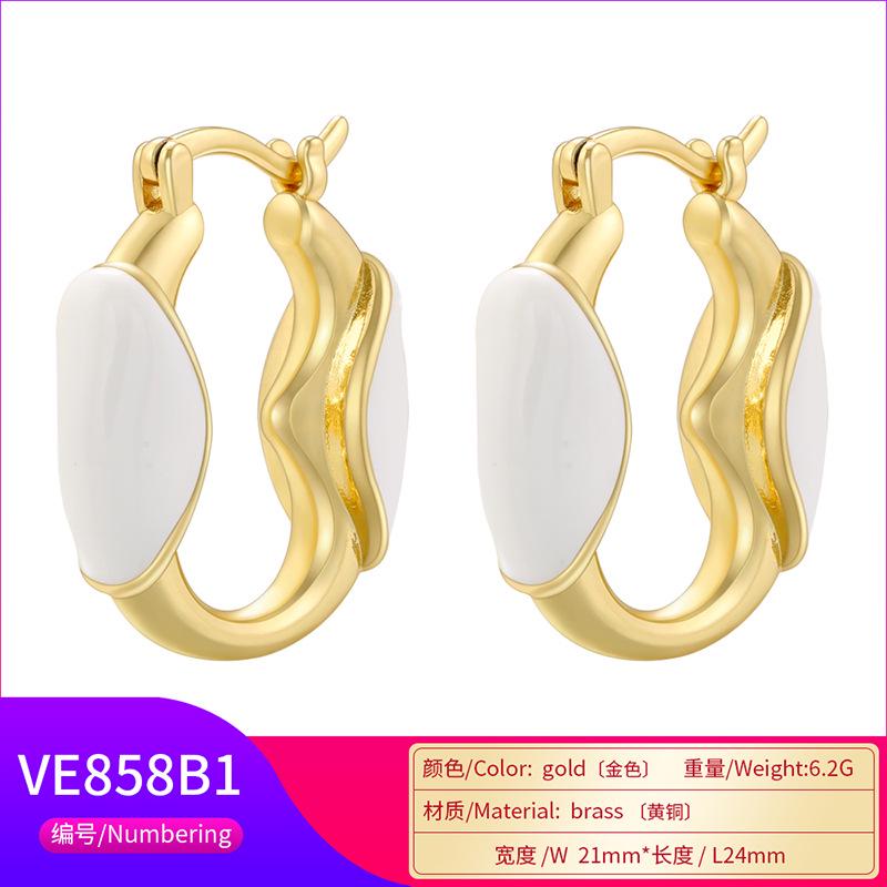Enamel Hoop Earrings, U Shape Colorful Oil Drip Round Circle, Brass Candy Color Jewelry