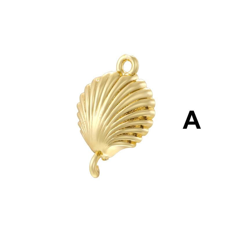 Enamel Flower Seahorse Shell 2 hole Pendant Charm Enamel Pendant, Brass DIY Jewelry Making