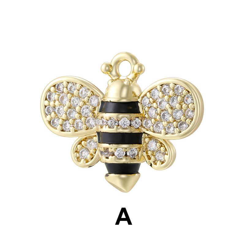 Brass Copper Zircon Bee Pendant DIY Gifts for Women Insect Charm Jewelry