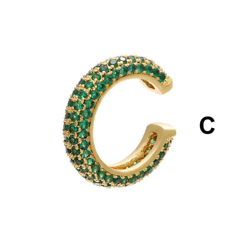 Colorful Zircon Micro Paved Cuff Earring, 18K Gold Plated Cartilage Ear Cuff Non Pierced Ear Jewelry for women Size Approx 15*15mm 1PC