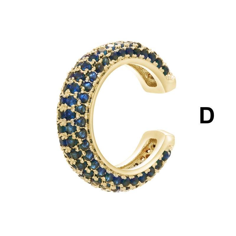 Colorful Zircon Micro Paved Cuff Earring, 18K Gold Plated Cartilage Ear Cuff Non Pierced Ear Jewelry for women Size Approx 15*15mm 1PC