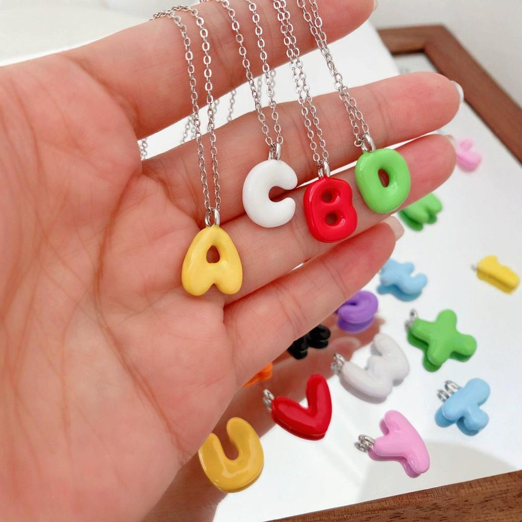 Enamel Letter Pendant Colorful English Letter Pendant for DIY Gifts Necklace Making
