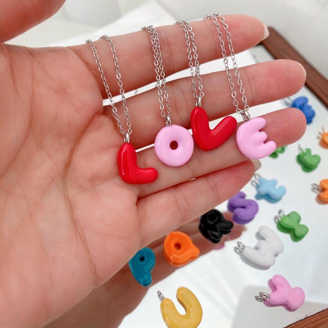 Enamel Letter Pendant Colorful English Letter Pendant for DIY Gifts Necklace Making