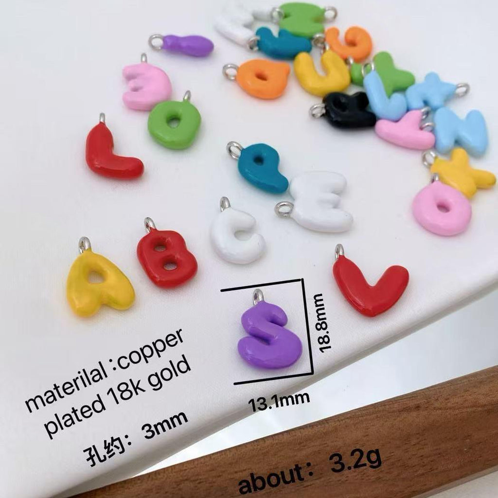 Enamel Letter Pendant Colorful English Letter Pendant for DIY Gifts Necklace Making