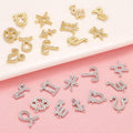 12 Zodiac Sign Copper Brass Pendnts, Gold Plated for DIY Necklace Earrings Making