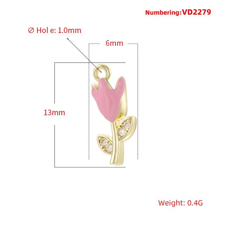 Colorful Enamel Tulip Flower Pendant, Floral Charm for DIY Bracelet Necklace Jewelry Making Supplies