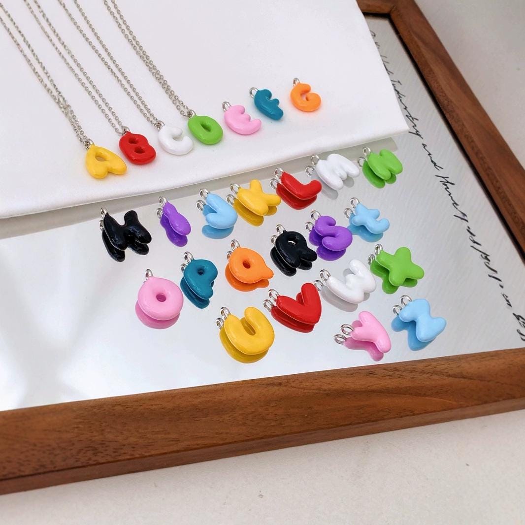 Enamel Letter Pendant Colorful English Letter Pendant for DIY Gifts Necklace Making