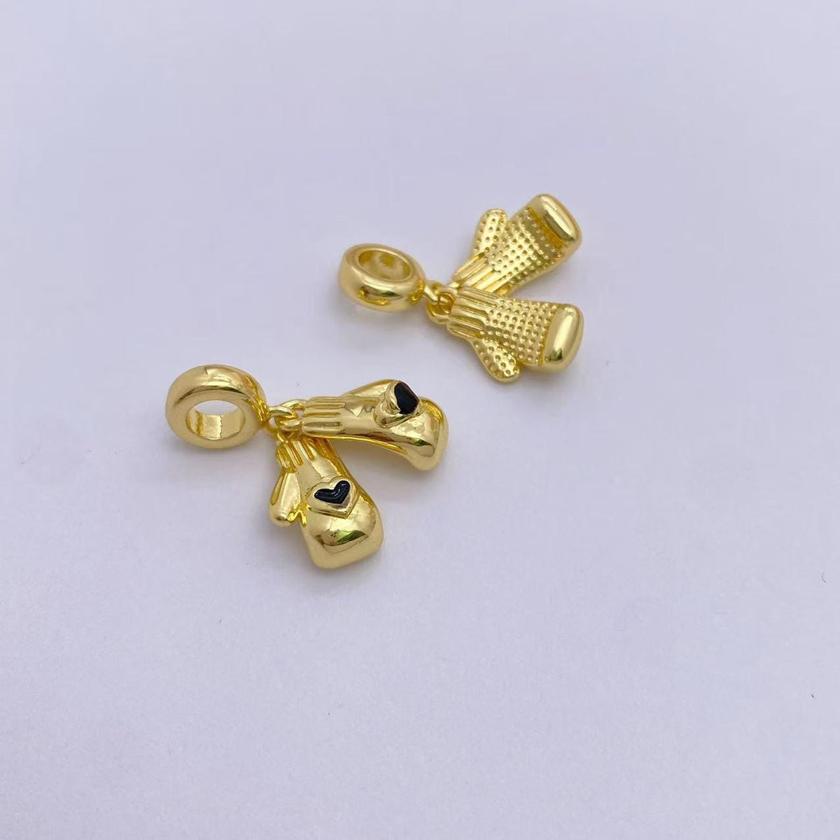 18K Gold Enamel Boxing Glove Pendant Mini Sports Charms for DIY Jewelry Making  (No Chain)