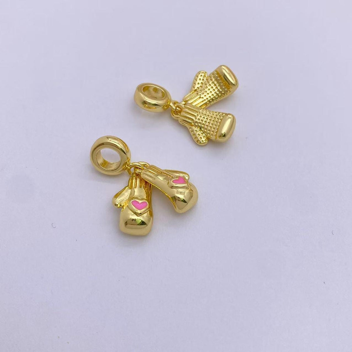18K Gold Enamel Boxing Glove Pendant Mini Sports Charms for DIY Jewelry Making  (No Chain)