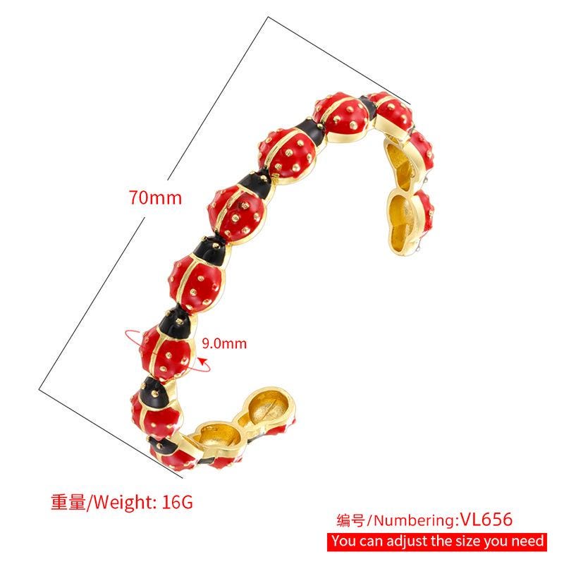Enamel Ladybird Opening Bangle Ladybug Bracelet Coccinella Septempunctata Opening  DIY Gifts for Women
