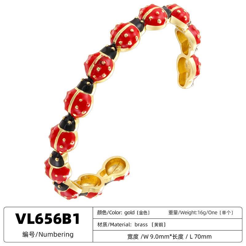 Enamel Ladybird Opening Bangle Ladybug Bracelet Coccinella Septempunctata Opening  DIY Gifts for Women