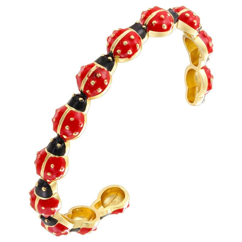 Enamel Ladybird Opening Bangle Ladybug Bracelet Coccinella Septempunctata Opening  DIY Gifts for Women