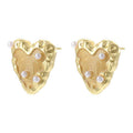 Colorful Enamel Wrinkled Heart Stud Earrings Sweet Love Heart Dainty Ear Jewelry Brass Candy Color Jewelry 1 Pair