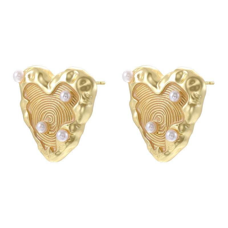 Colorful Enamel Wrinkled Heart Stud Earrings Sweet Love Heart Dainty Ear Jewelry Brass Candy Color Jewelry 1 Pair