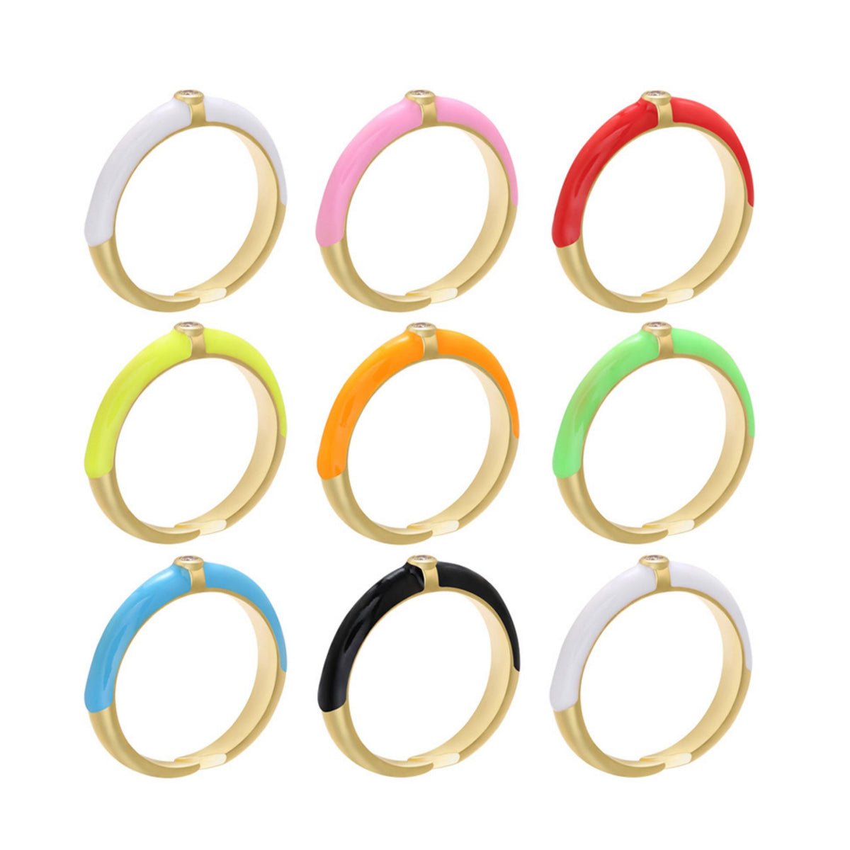Enamel Colorful Rings Opening Size Adjustable Brass Rings Gifts for her