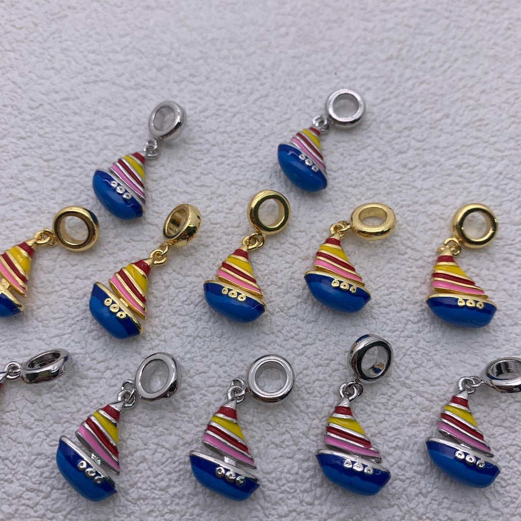 Enamel Boat Shape Pendant Boat Pendan for DIY Gifts Necklace Making