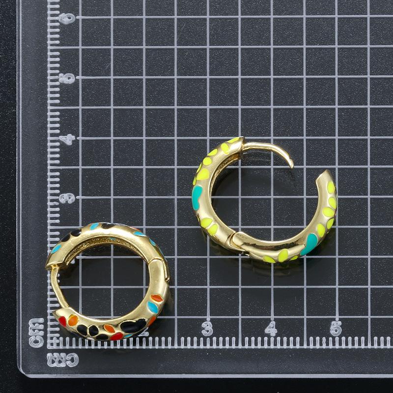 Enamel Colorful Flower & Butterfly Round Earrings, Sweet Dainty Floral Hoop Earrings for Women,Cute Daily Jewelry Gift 1 Pair
