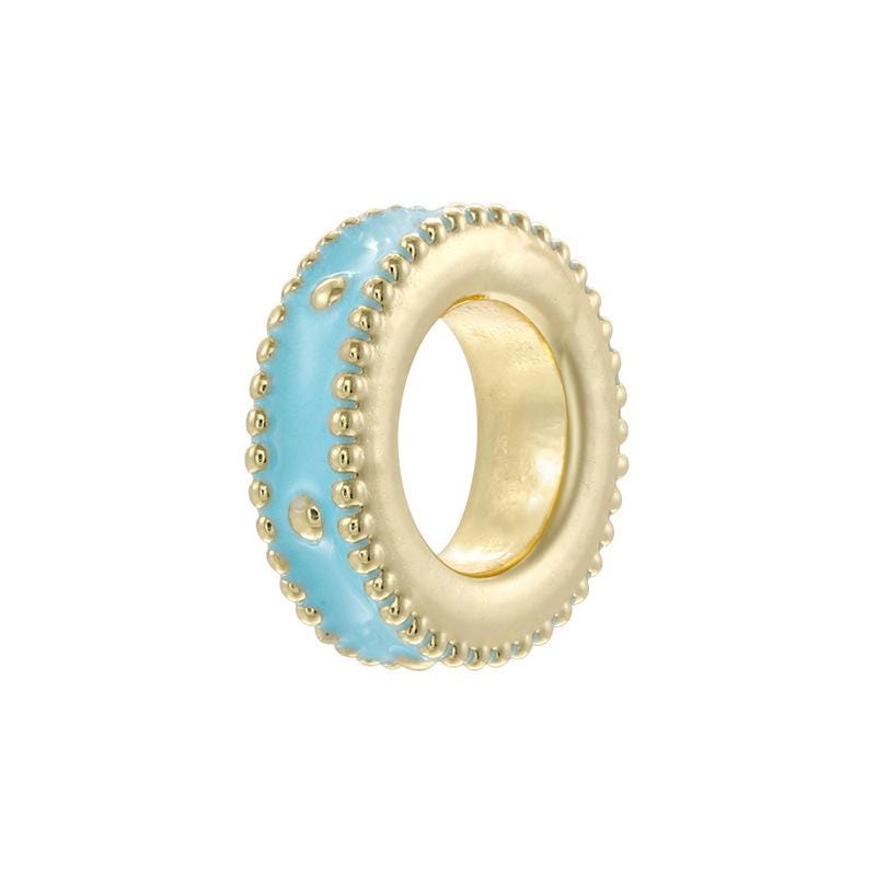 Colorful Enamel Roudell Beads Big Hole Rhodium beads 9mm DIY Round Spacer Beads for Necklace Making Hole Size Approx 5mm
