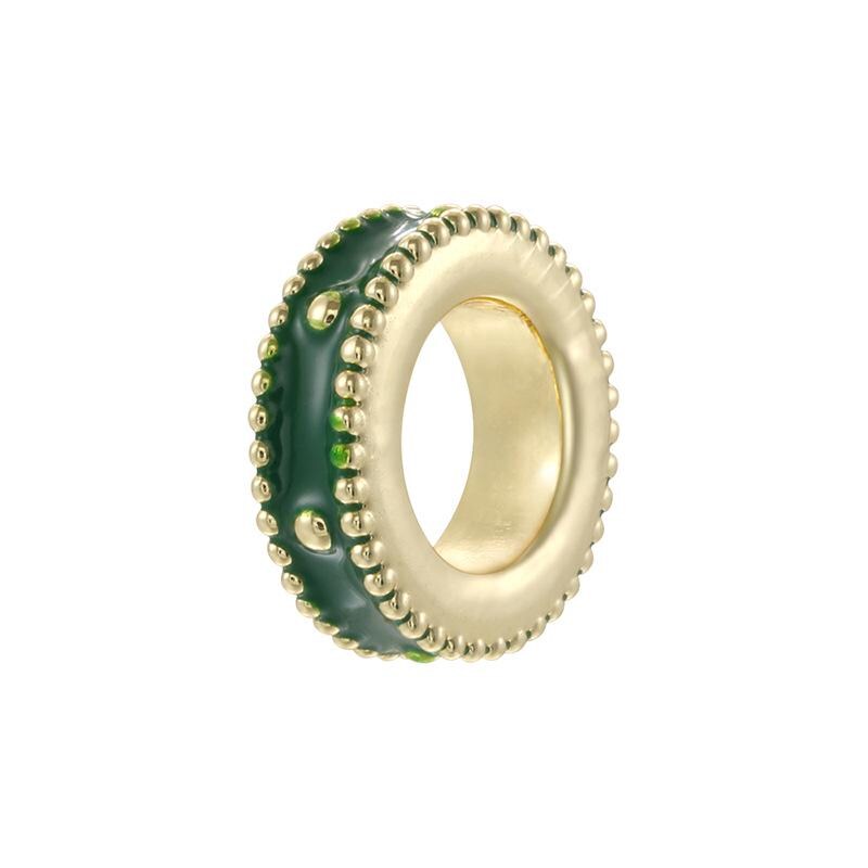 Colorful Enamel Roudell Beads Big Hole Rhodium beads 9mm DIY Round Spacer Beads for Necklace Making Hole Size Approx 5mm