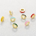 Colorful Enamel Roudell Beads Big Hole Rhodium beads 9mm DIY Round Spacer Beads for Necklace Making Hole Size Approx 5mm