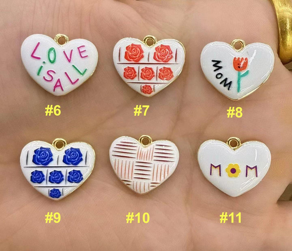 70 Kinds of Enamel Hand Paited Charms DIY Accessories, Animal Heart Eye Moon Star Cloud Flower Pendants for Necklace Keychain Making