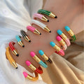 Colorful Enamel Pencil Eraser Opening Bangle, Adjustable Size Bracelet Creative Spliced Pencil Bangle, Jewelry DIY Gifts for Women