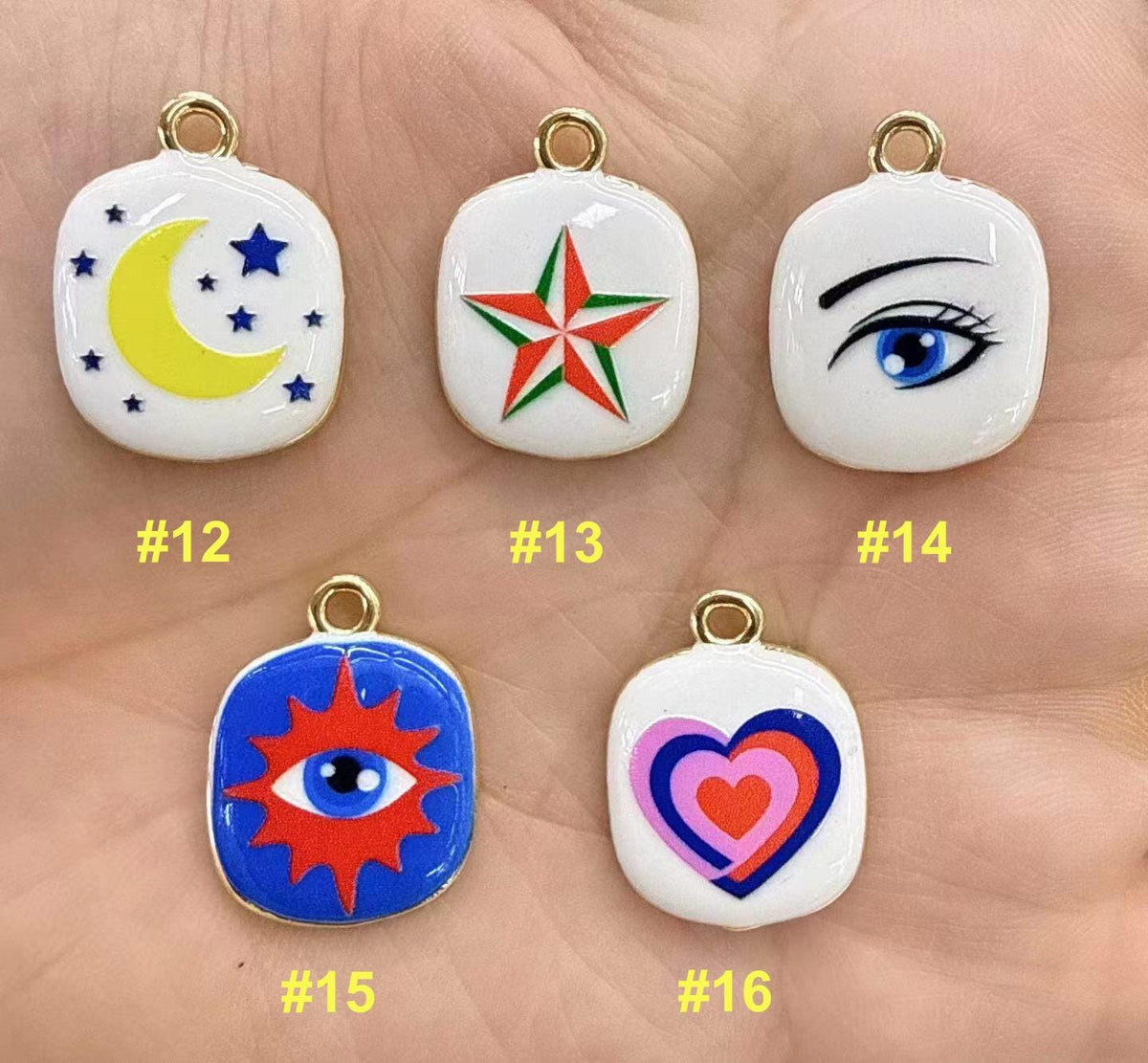 70 Kinds of Enamel Hand Paited Charms DIY Accessories, Animal Heart Eye Moon Star Cloud Flower Pendants for Necklace Keychain Making