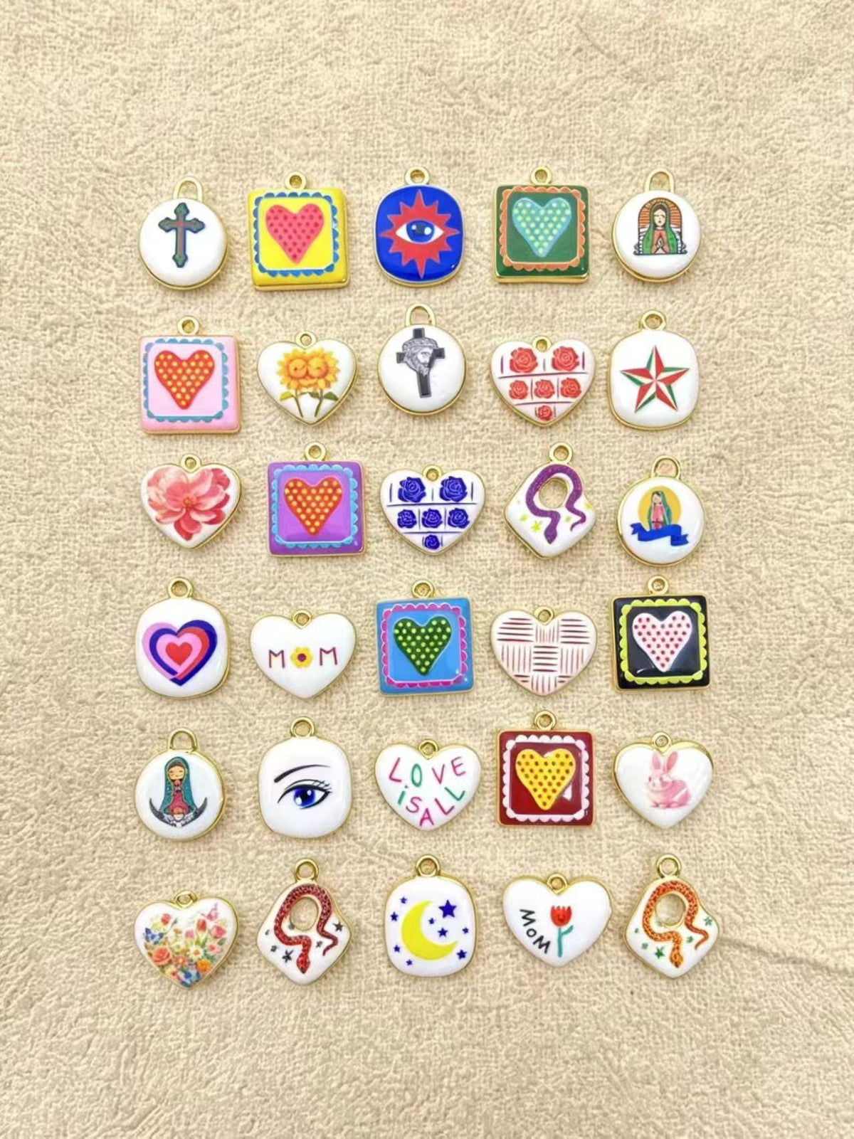 70 Kinds of Enamel Hand Paited Charms DIY Accessories, Animal Heart Fish Moon Star Cloud Flower Pendants for Necklace Keychain Making
