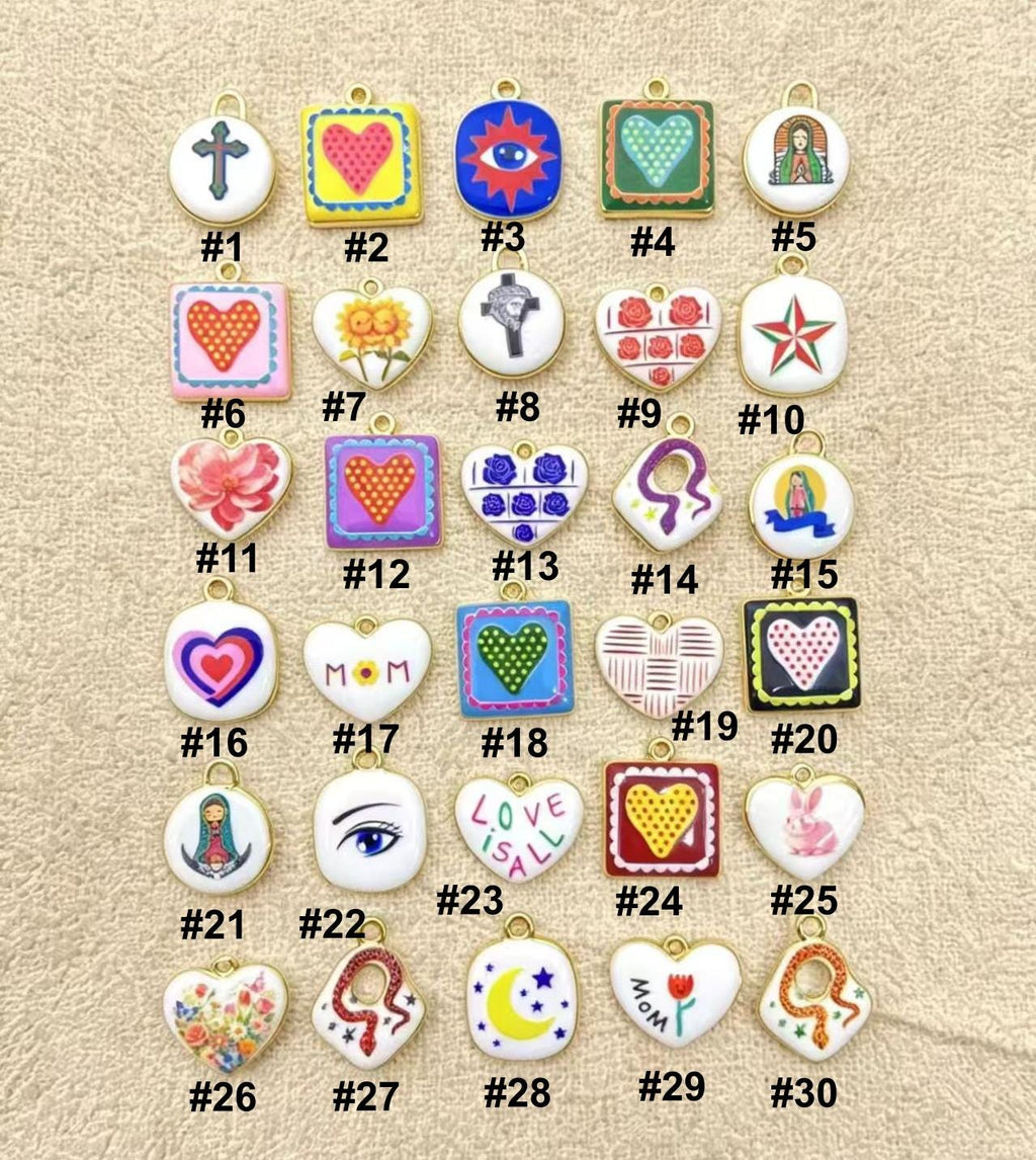 70 Kinds of Enamel Hand Paited Charms DIY Accessories, Animal Heart Fish Moon Star Cloud Flower Pendants for Necklace Keychain Making