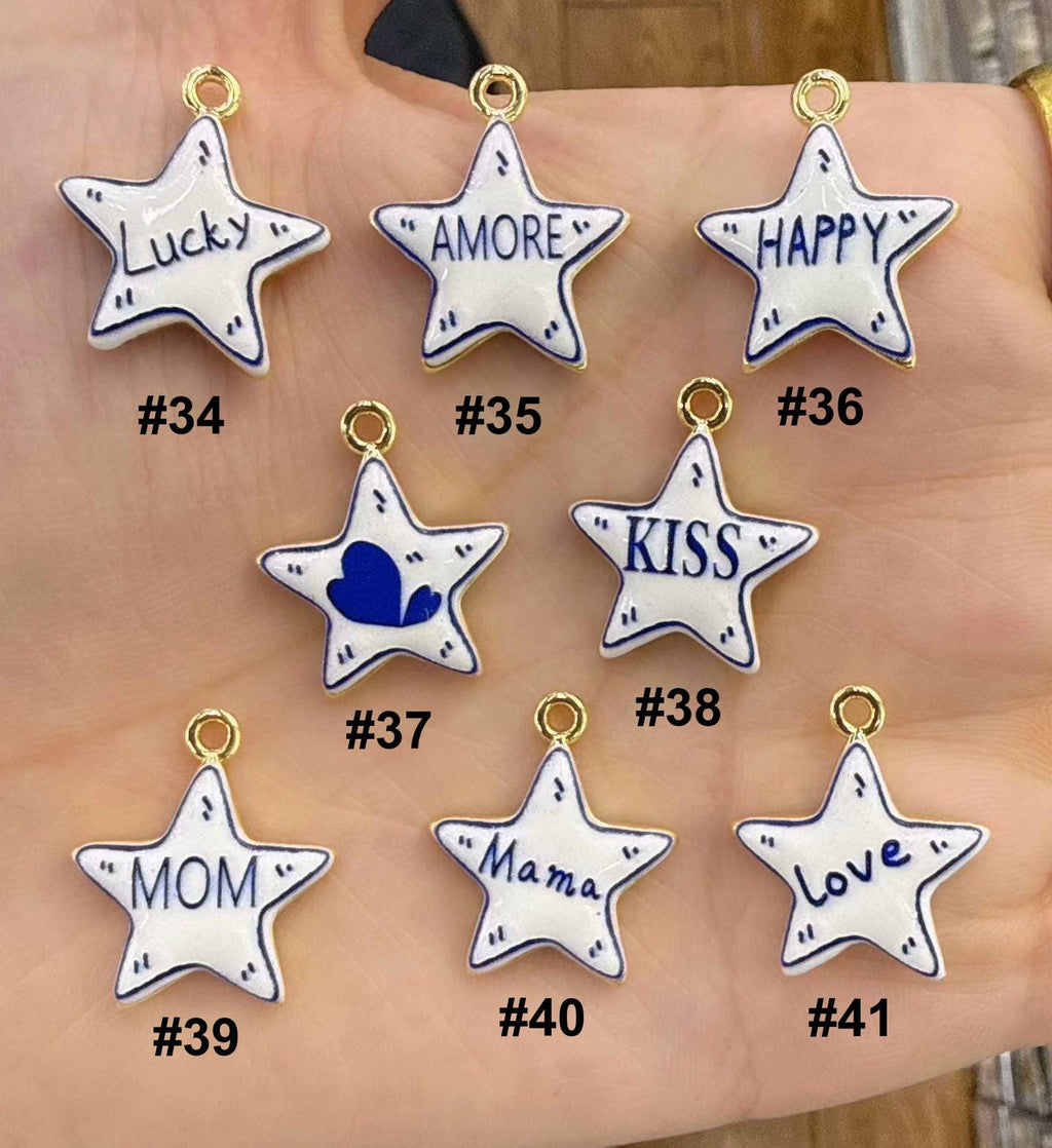 70 Kinds of Enamel Hand Paited Charms DIY Accessories, Animal Heart Fish Moon Star Cloud Flower Pendants for Necklace Keychain Making