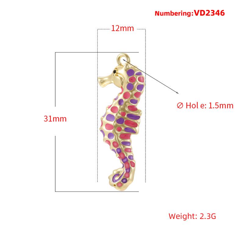 Colorful Enamel Sea Horse Charm  Sea Horse Pendant Enamel Ocean Animals Pendant DIY Necklace Gifts for Women