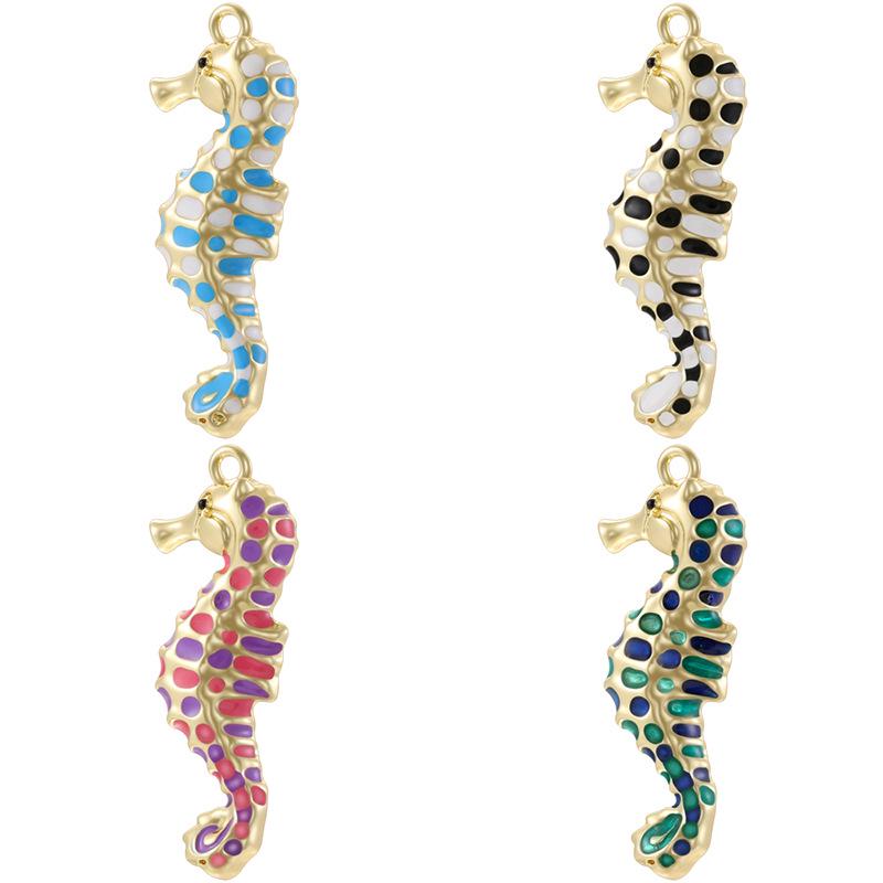 Colorful Enamel Sea Horse Charm  Sea Horse Pendant Enamel Ocean Animals Pendant DIY Necklace Gifts for Women