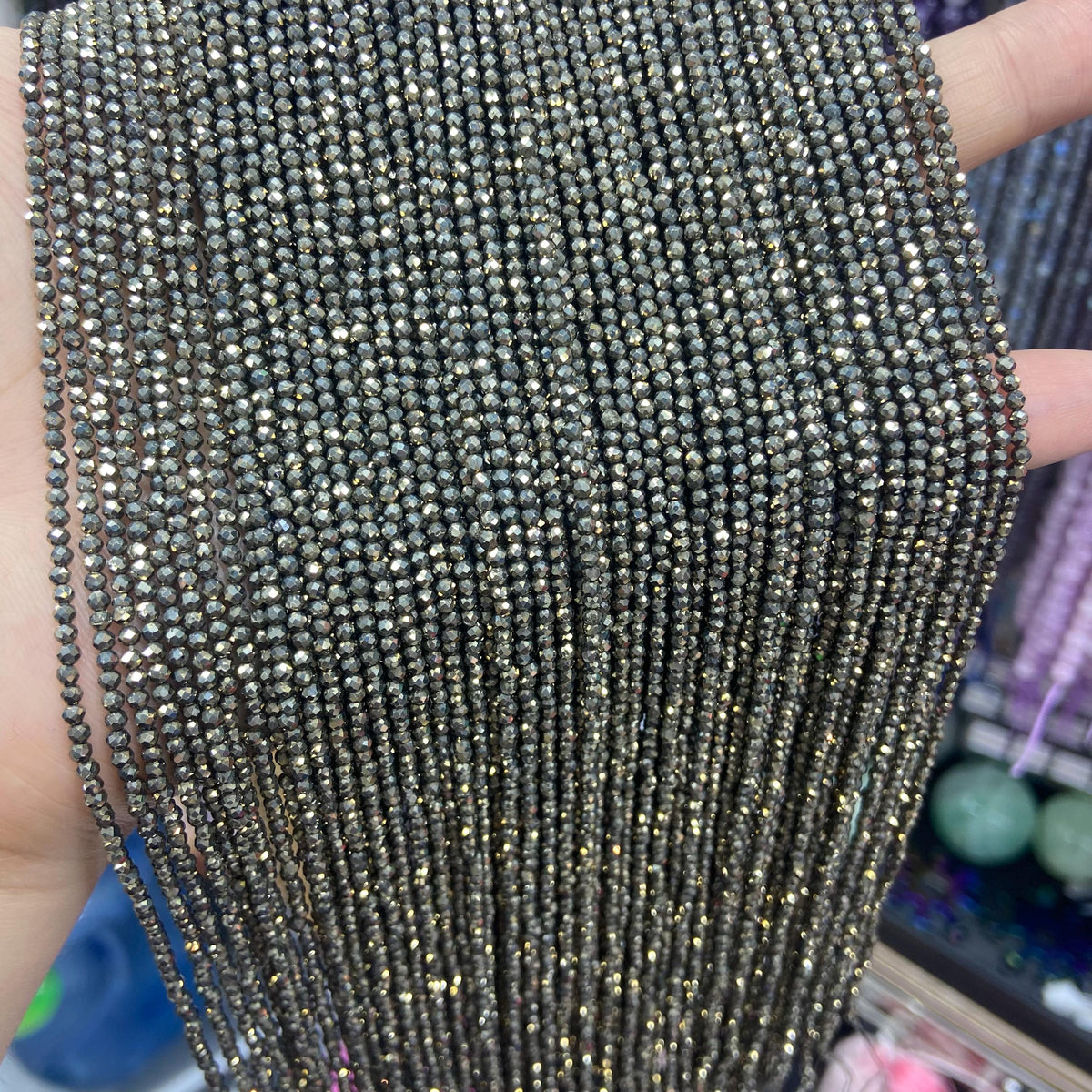 Natural 2mm Pyrite Micro Faceted Round Beads Loose Beads for Jewelry Making 15.5 Inch Strand AAA
