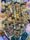 Natural Multi Color Rutilated Quartz Round Beads Bead 8 10 12mm Gemstones Loose Bead for Jewelry Making 15.5 Inch Strand AAA