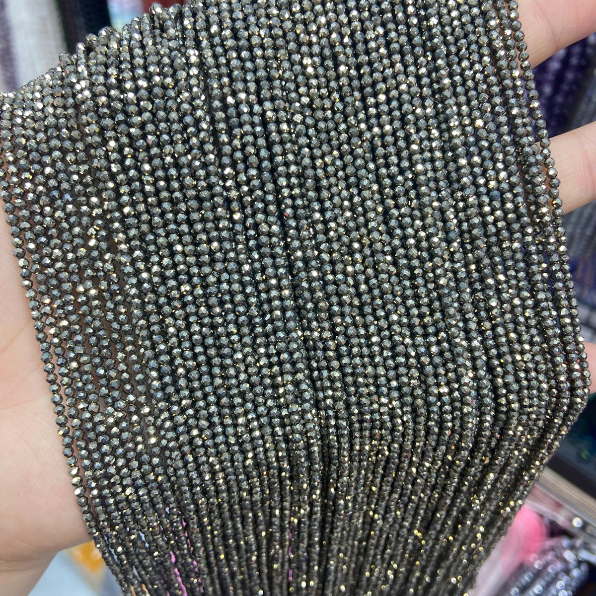 Natural 2mm Pyrite Micro Faceted Round Beads Loose Beads for Jewelry Making 15.5 Inch Strand AAA