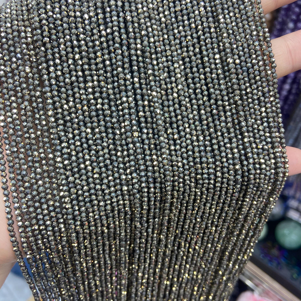 Natural 2mm Pyrite Micro Faceted Round Beads Loose Beads for Jewelry Making 15.5 Inch Strand AAA