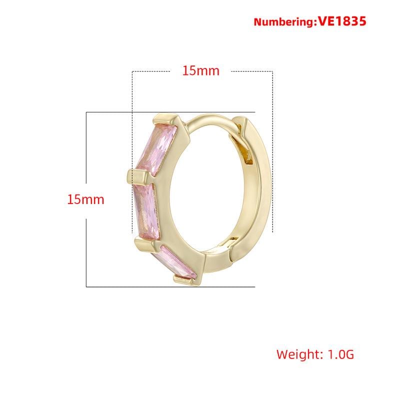 Copper Inlaid Square Oval Multicolor CZ U Shape Hoop Earrings,Colorful Zircon Women Jewelry Gifts for Her 1 Pair