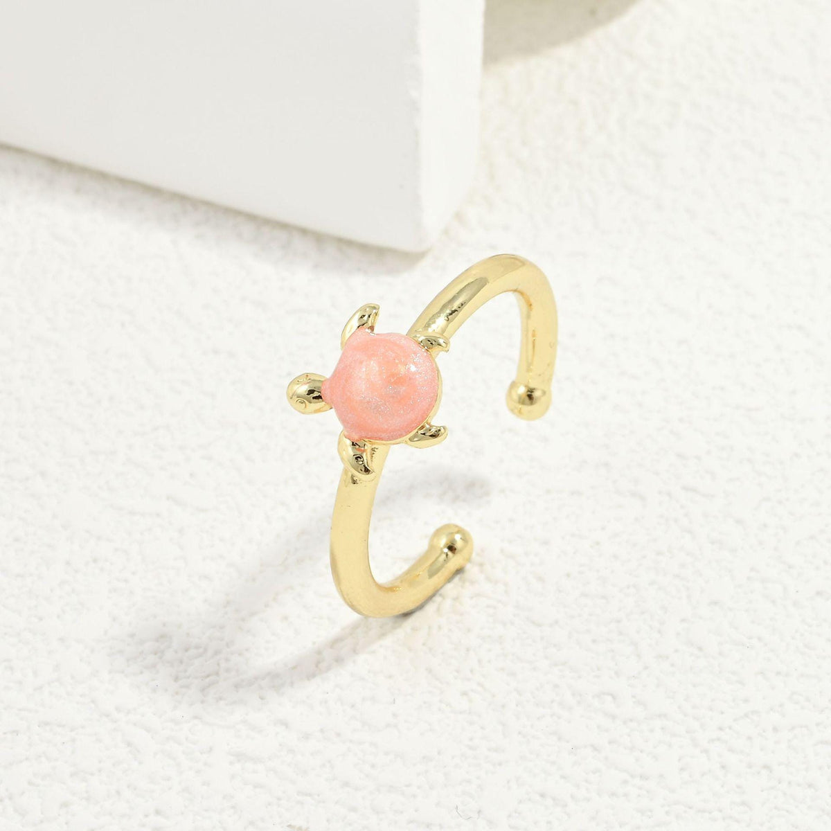 Colorful Enamel Small Sea Turtle Adjustable Open Ring, Boho Tortoise Stackable Finger Ring, Ocean Animal Beach Jewelry Gift for Her