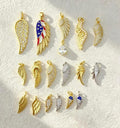 Enamel Zircon Feather Wing Pendant, Dainty Angel Wing Charm, Boho Statement Jewelry Gift for Women