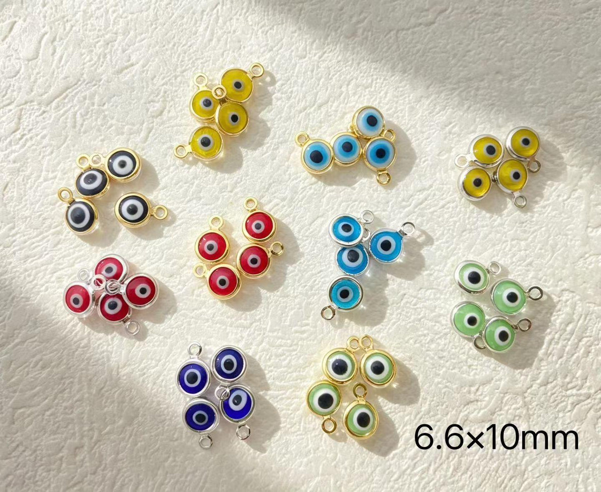 Enamel Colorful Evil Eyes Round Shape Pendant Gold Curved Pendant DIY Bracelet and Necklace Accessory