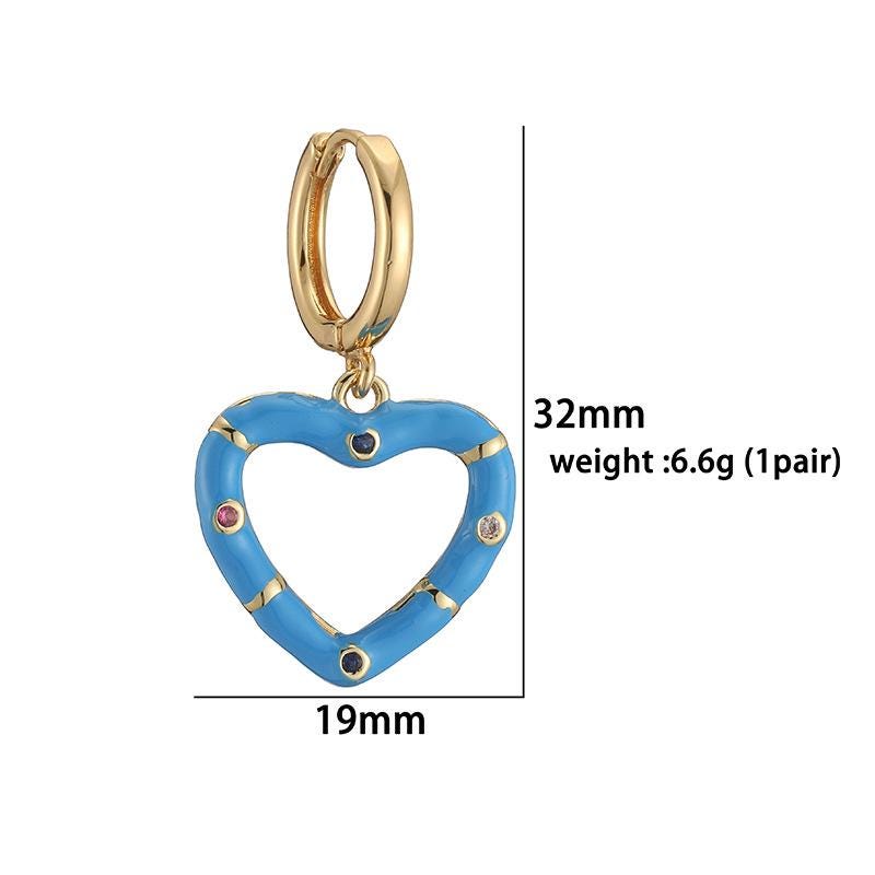 Enamel Heart Shape Pendant Colorful Heart Earrings Heart Shape Charm for DIY Gifts Necklace Making