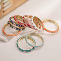 Enamel Flower Bangle, Colorful Oil Drip Round Brass Candy Color Bracelet Jewelry 1 Pc