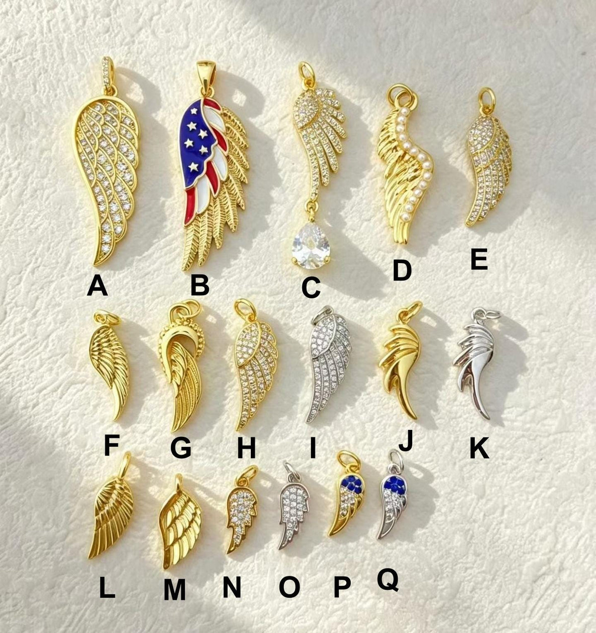 Enamel Zircon Feather Wing Pendant, Dainty Angel Wing Charm, Boho Statement Jewelry Gift for Women