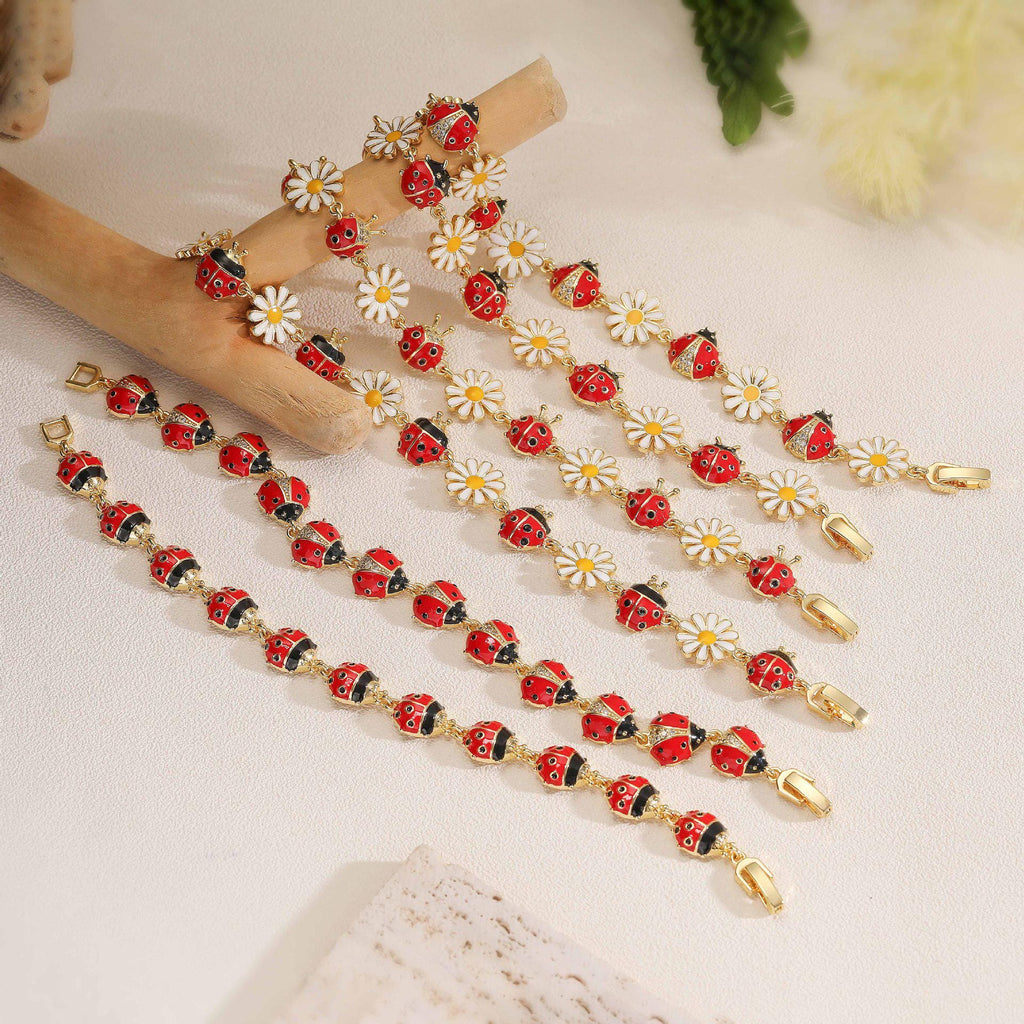 Enamel Ladybird Opening Bracelet Ladybug BangleCoccinella Septempunctata Opening  DIY Gifts for Women