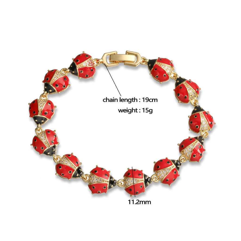 Enamel Ladybird Opening Bracelet Ladybug BangleCoccinella Septempunctata Opening  DIY Gifts for Women