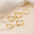 Brass Zircon Mom Letter Rings Opening Adjustable Size Gifts for Mother's Day Mom Ring DIY Gift for Her