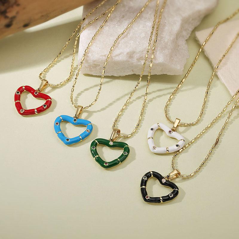 Enamel Heart Shape Pendant Colorful Heart Earrings Heart Shape Charm for DIY Gifts Necklace Making
