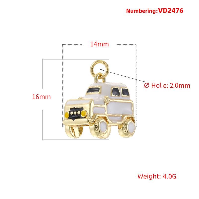 Creative Enamel Mini Car Pendant Cute Cartoon Jeep Charm Enamel Pendant DIY Necklace Gifts for Women
