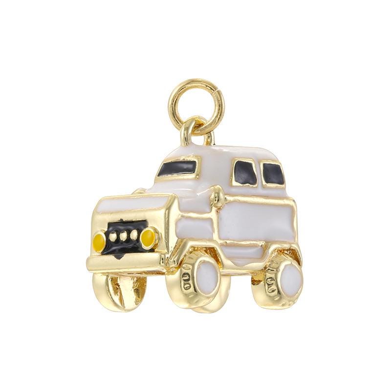 Creative Enamel Mini Car Pendant Cute Cartoon Jeep Charm Enamel Pendant DIY Necklace Gifts for Women